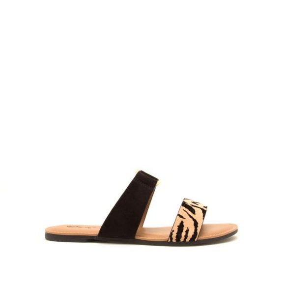 New Black Gold Tiger Print Slide Sandals - Picture 4 of 4